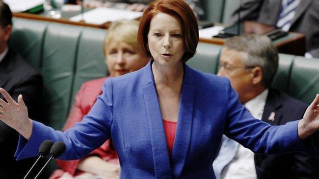 Julia Gillard delivering her now-famous “misogyny speech”.