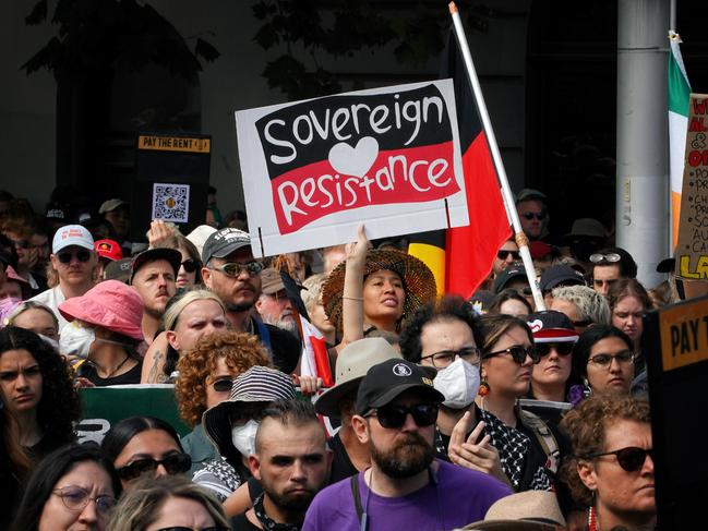 Protesters march in their thousands through the streets of Melbourne’s CBD Picture: Luis Enrique Ascui