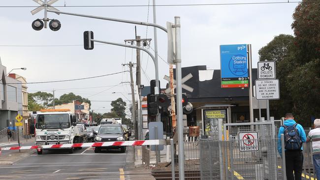 Before – cars banked up near Coburg station.