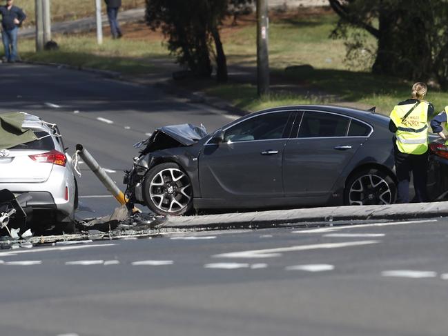 DAILY TELEGRAPH 22ND OCTOBER 2024Pictured is the scene on The Great Western Highway at St. MaryÃs in western Sydney where a critical incident investigation has been declared after a man died following a crash between two cars one of which was being pursued by police.Picture: Richard Dobson