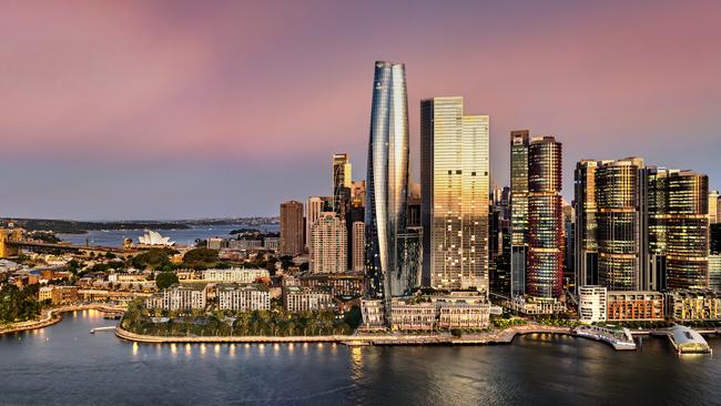 A render of the Barangaroo Central project as it sits among its towering neighbours.