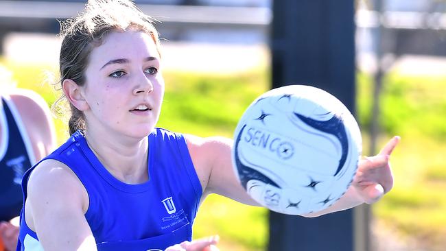 QGSSSA netball with Clayfield College, St Margaret's Anglican Girls' School and Brisbane Girls Grammar School. Saturday July 16, 2022. Picture, John Gass