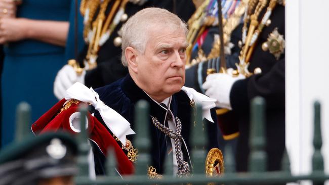 Britain's Prince Andrew, Duke of York leaves Westminster Abbey after the Coronation Ceremonies of Britain's King Charles III. Picture: AFP