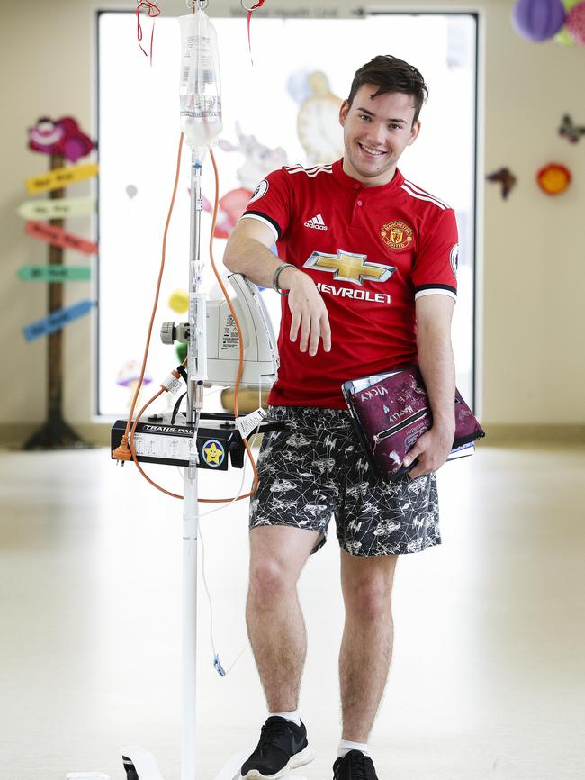 Aiden Keogh, 18, spent his time in hospital studying for his HSC. Picture: Justin Lloyd