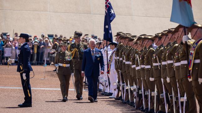 King Charles III inspects Australia's Federation Guard at Parliament House on October 21, 2024. Picture: Department of Defence