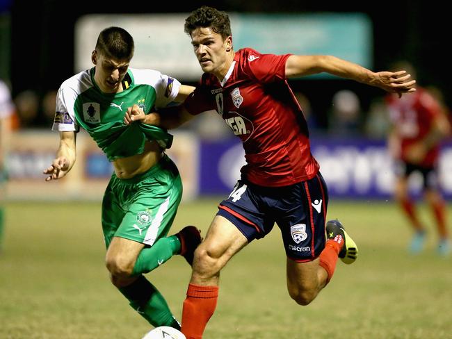 George Blackwood in action for Adelaide United on Friday night. Picture: Getty Images