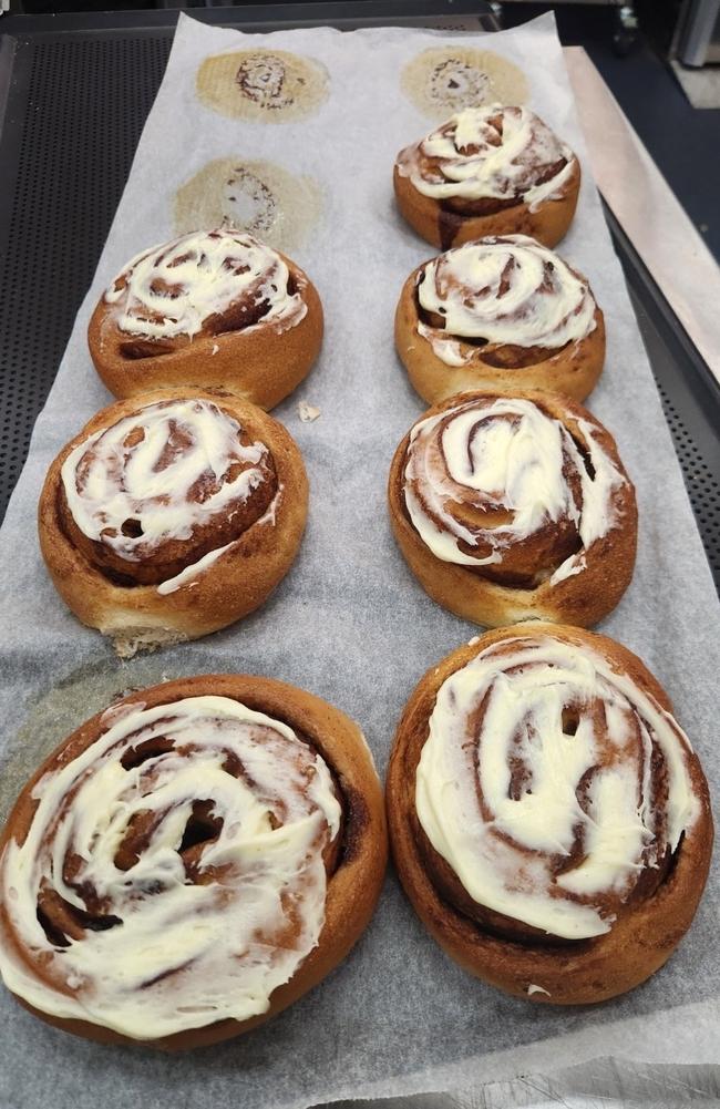 Pastries fresh out of the oven at the Normanton bakery.