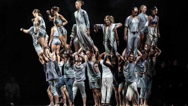 A scene from Macro. Gravity &amp; Other Myths and Djuki Mala. Village Green, Adelaide Oval, part of Adelaide Festival 2022. Picture: Andrew Beveridge.