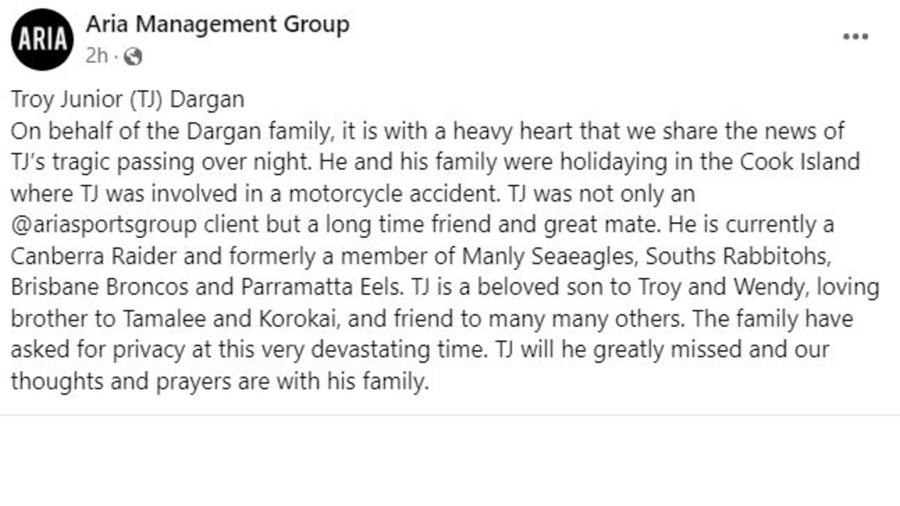 Dargan's management released a statement.