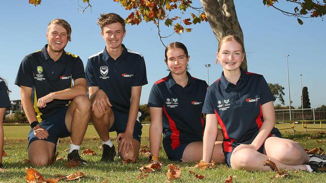 SEDA leaders Daniel Lenehan and Bodie Bruns with Tahlia Denham and Teal Kiddier. Picture: Alison Wynd