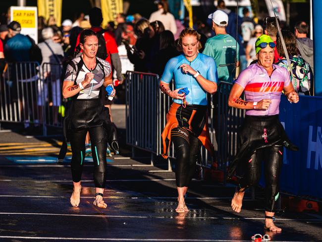Competitors in the Ironman 70.3 Tasmania in Hobart Picture: Linda Higginson