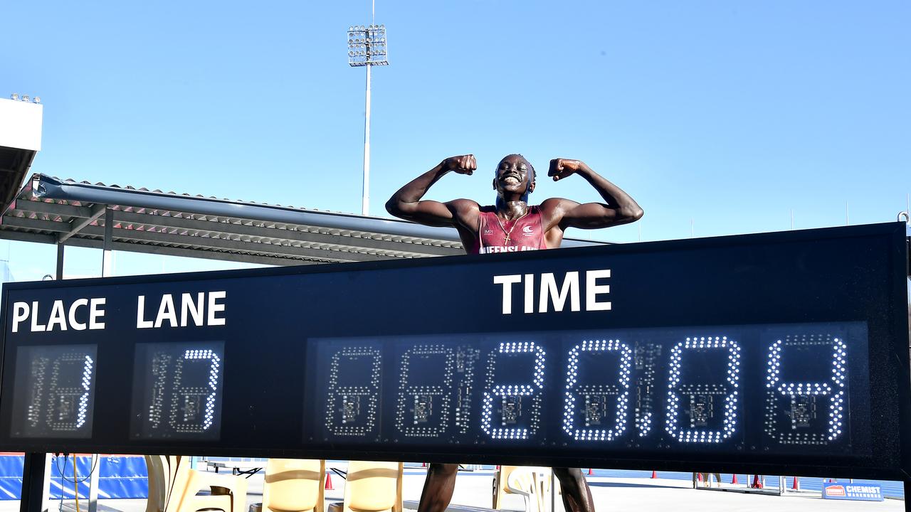 Gout Gout winning the 200m at the Australian All Schools championships. Picture John Gass