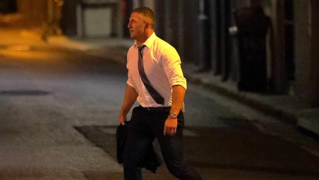 Sam Burgess went for drinks at Chester White in Potts Point with his lawyer. Picture: Damian Shaw