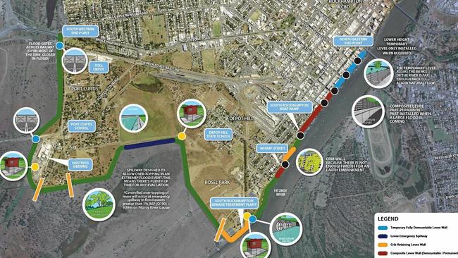 LEVEE MAP: This is the latest map depicting the features and alignment of the South Rockhampton Flood Levee.