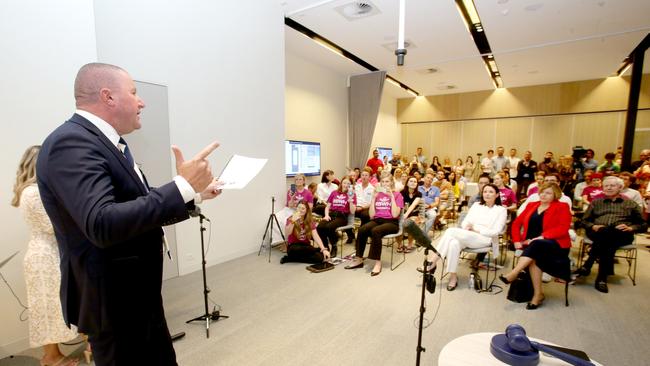 Peter Burgin in action as chief auctioneer at Place Estate Agents headquarters. Picture: Steve Pohlner