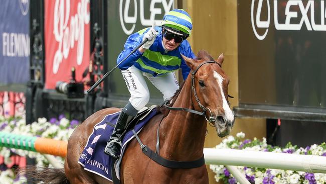 Another Wil ridden by Jamie Kah wins the The Damien Oliver at Flemington Racecourse on November 02, 2024 in Flemington, Australia. (Photo by Morgan Hancock/Racing Photos via Getty Images)