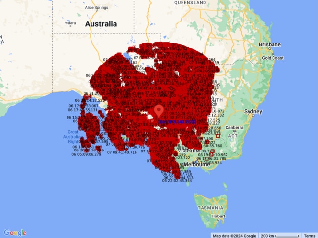 More than 700,000 lightning strikes were recorded over parts of Victoria, South Australia and NSW since midnight on Saturday. Photo: WeatherZone