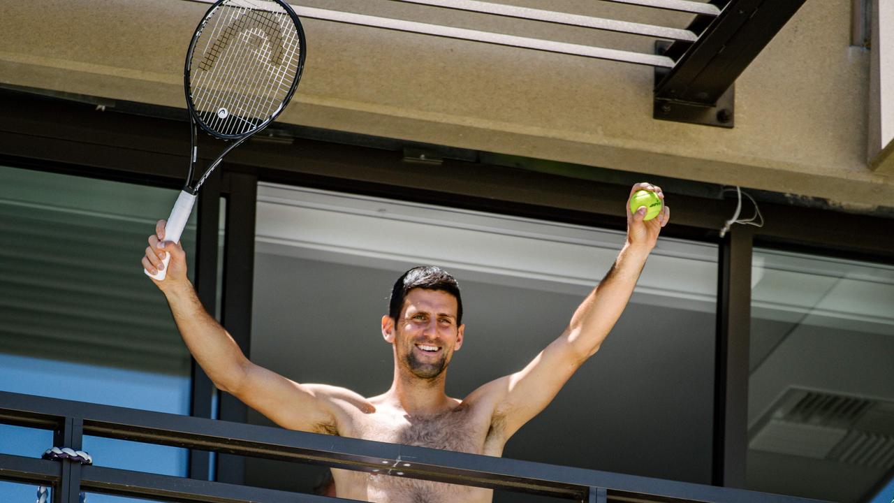 Novak Djokovic is looking forward to getting out of quarantine. Picture: AFP Photo