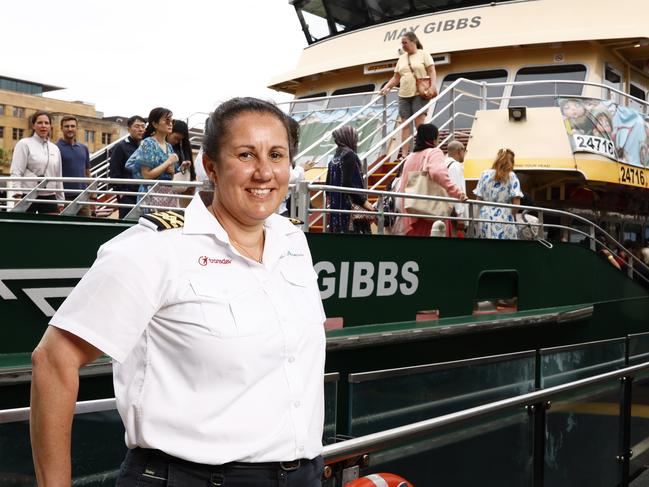 Sydney Ferry Captain Julie Maley who will be taking part in the Ferrython on Australia Day for the first time piloting the ferry May Gibbs. Picture: Jonathan Ng