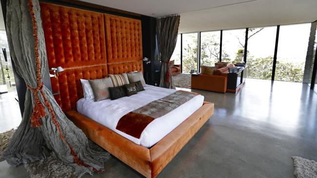 The opulent bedroom at Rocky Hills Retreat.