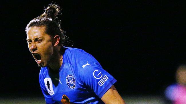 Jonatan Germano scored the freekick which put Avondale FC through to the NPL grand final. Picture: Michael Dodge/Getty Images.