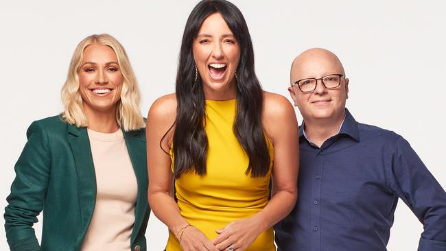 The Ali Clarke Breakfast Show team Erin Phillips, Ali Clarke and Eddie Bannon. Picture: Simon Vaughan