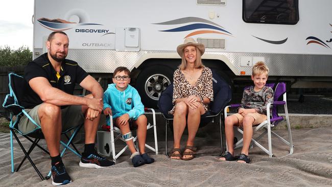 The Murrell family from New Town – dad Carl, Hamish, 8, mum Natalie and Patrick, 6. Picture: Nikki Davis-Jones