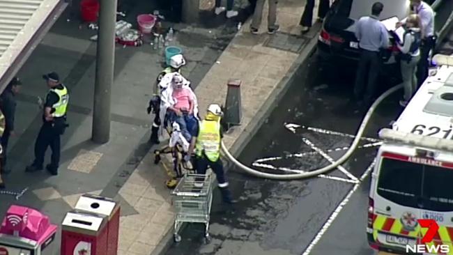 The scene outside the Commonwealth Bank branch soon after the attack. Picture: Seven News