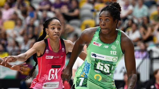 Shamera Sterling and Jhaniele Fowler are two of Jamaica’s best netballers. (Photo by Matt Roberts/Getty Images)