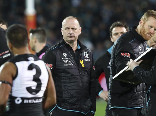 AFL - ELIMINATION FINAL -  Port Adelaide v West Coast Eagles at Adelaide Oval. Ken Hinkley at 3 quarter time. Picture Sarah Reed