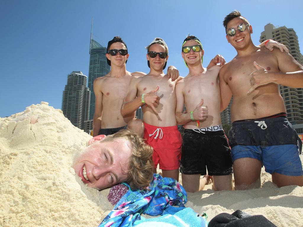 Schoolies out and about through Surfers Paradise. Picture by Scott Fletcher