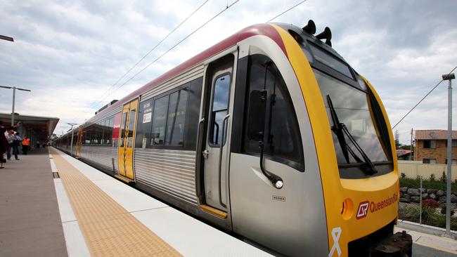 Two men were fined for breaching COVID-19 non-essential travel restrictions after they were found at the Kippa-Ring train station carpark at 2am on Saturday. Picture: Chris Higgins