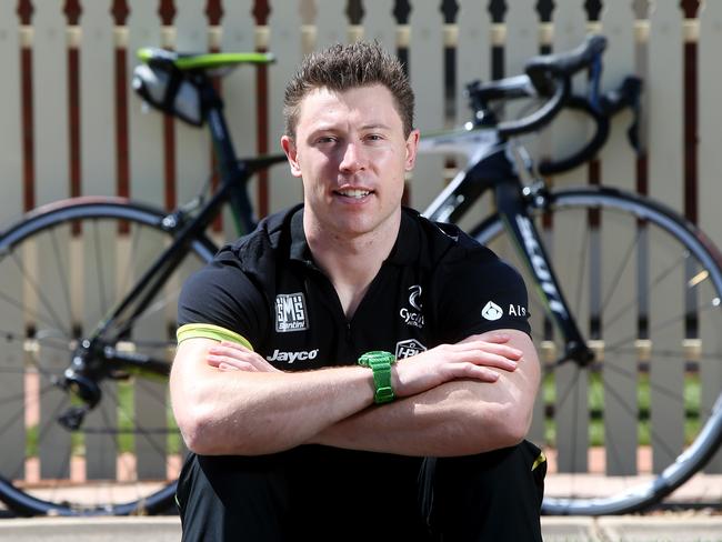 02/10/14 Track cyclist Shane Perkins at his Ferryden Pk home. Shane is putting back injury behind him and set for Oceania titles in Adelaide. photo Calum Robertson