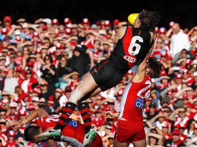 Bombers fans want to see Joe Daniher back taking hangers. Picture: Michael Klein