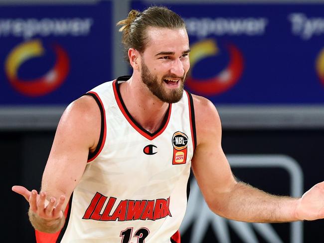 MELBOURNE, AUSTRALIA - DECEMBER 13: Sam Froling of the Hawks reacts during the round 12 NBL match between Melbourne United and Illawarra Hawks at John Cain Arena, on December 13, 2024, in Melbourne, Australia. (Photo by Josh Chadwick/Getty Images)