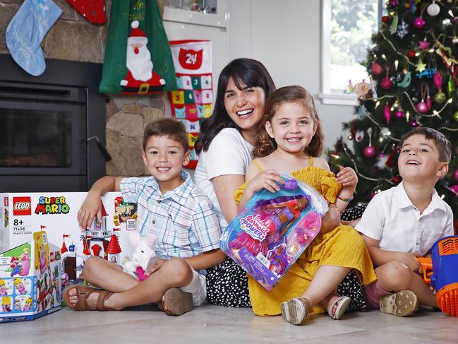 WEEKEND TELEGRAPHS -  3/12/22  MUST CHECK WITH PIC EDITOR JEFF DARMANIN BEFORE PUBLISHING  -Vanessa Cantazaro pictured at home with her sons Leonardo (left) and Alessio (right) and also her 4yr old niece Angelina. Picture: Sam Ruttyn