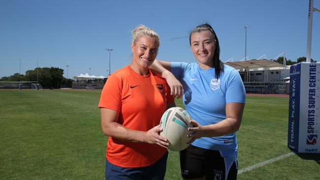 CJ Sims (right) with her sister Ruan. Picture: Mark Cranitch