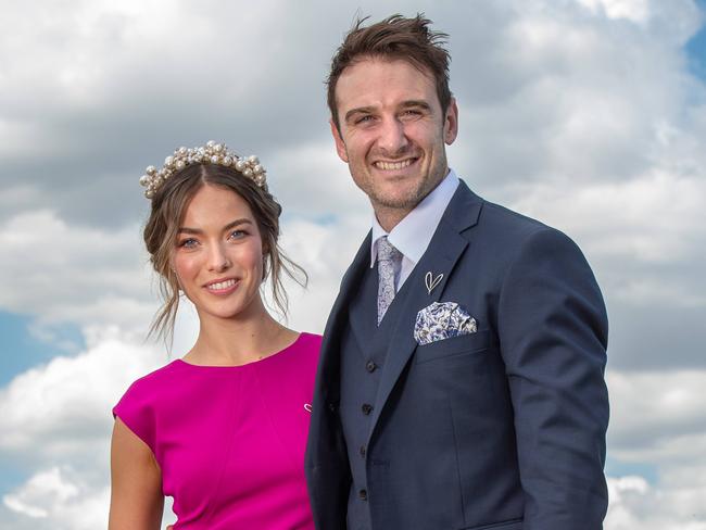 Caulfield Guineas Day. Jobe Watson and Virginia Slaghekke. Picture Jay Town