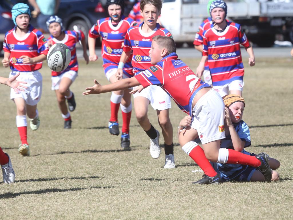 GCDRU juniors. Helensvale Hogs vs. Bond Pirates U 12's. 14 July 2024 Miami Picture by Richard Gosling