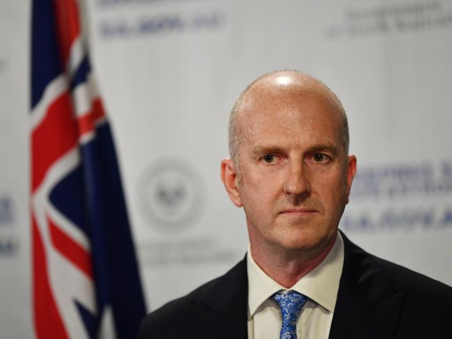 Deputy public health officer Dr Michael Cusack announced the new case to the media on Tuesday. Picture: David Mariuz/ AAP