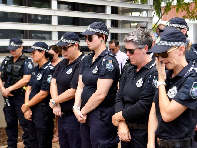 Memorial police service for Constable Matthew Arnold and Constable Rachel McCrow at Townsville Police Station. Picture: Evan Morgan