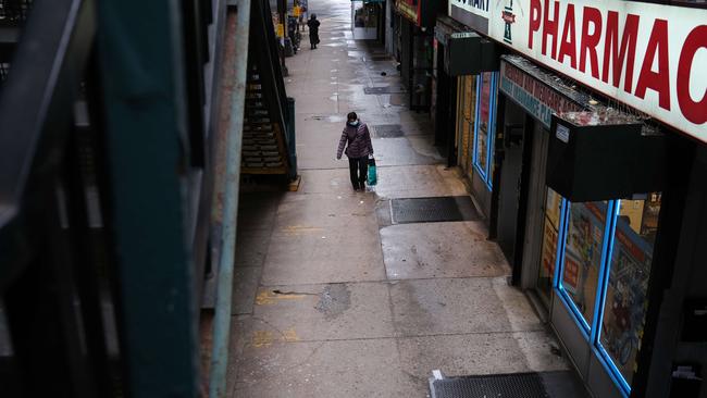 A nearly empty sidewalk in the Brooklyn Park neighbourhood which has witnessed a high rate of coronavirus infections.