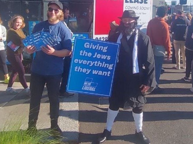 Davis was attempting to hand out the flyers at a voting booth in Kew. Picture: Supplied