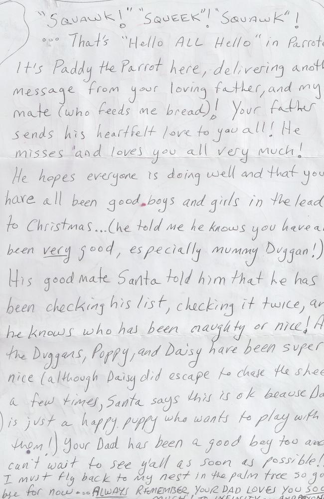 Letters from dad Daniel Duggan to his six children, written while detained in Silverwater. Picture: Supplied