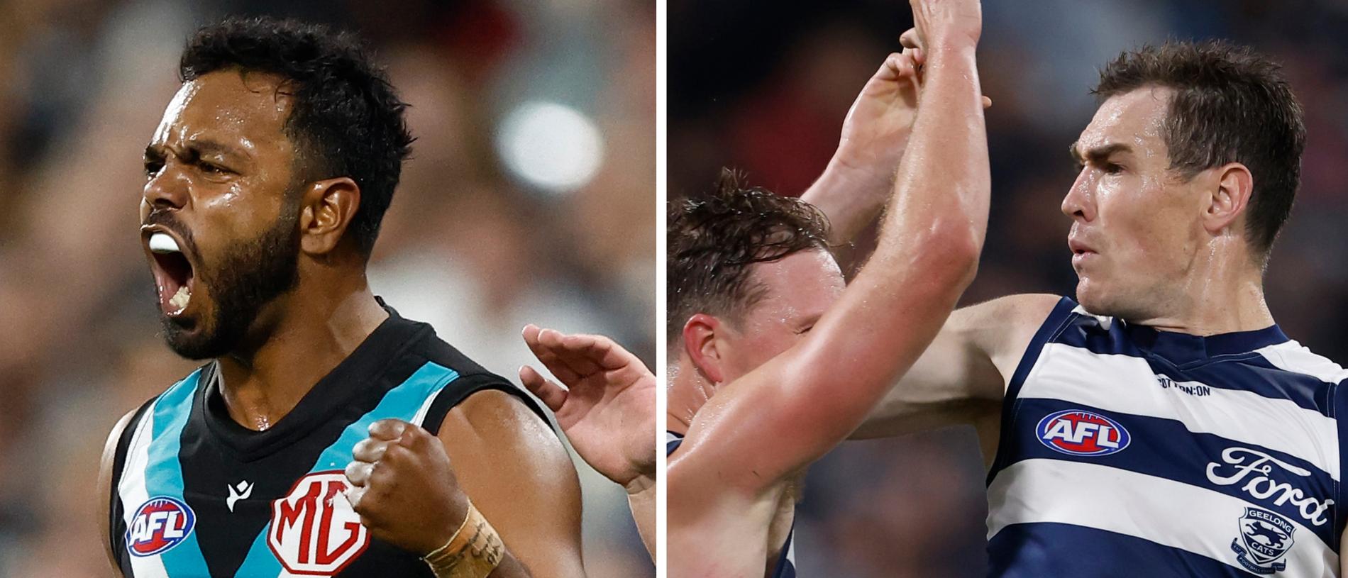 Things are tightening up between Geelong and Port Adelaide at GMHBA Stadium on Friday night.