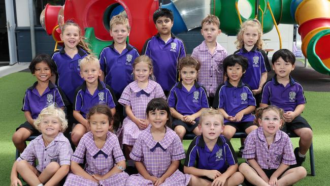 My First Year: Broadbeach State School Prep C. Front row: Taj, Harlow, Kayle, Leo, Magnolia May. Middle row: Fox, Zayde, Ayla, Frankie, Sei, Yamato. Back row: Luna, Jett, Surkhab, Errol, Vika. Picture: Glenn Hampson.