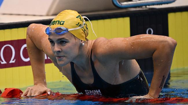 FUKUOKA, JAPAN - JULY 29: Shayna Jack of Team Australia reacts after competing in the Women's 50m Freestyle Semifinal on day seven of the Fukuoka 2023 World Aquatics Championships at Marine Messe Fukuoka Hall A on July 29, 2023 in Fukuoka, Japan. (Photo by Quinn Rooney/Getty Images)