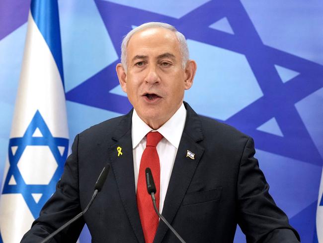 Israeli Prime Minister Benjamin Netanyahu speaks during a press conference in Jerusalem. Picture: AFP