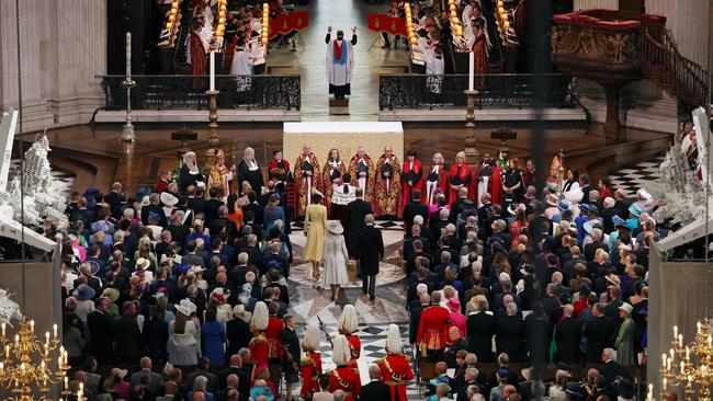 Royal family members and British politicians are among attendees at the National Service of Thanksgiving at St Paul’s Cathedral. Picture: Dan Kitwood / POOL / AFP