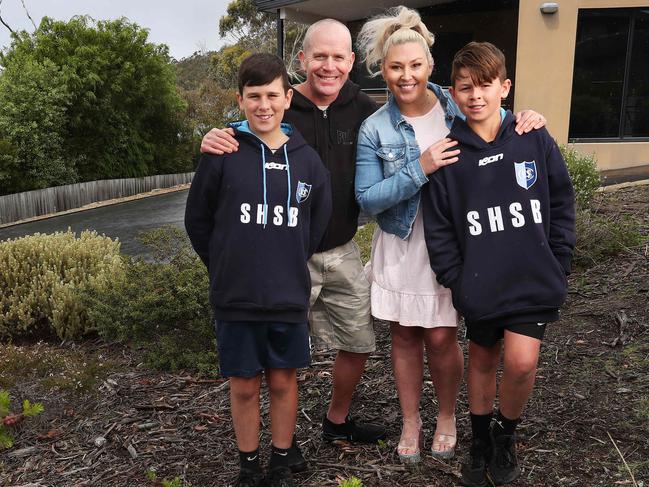 The Grubb family, from left, Stacey, 12, Martin, Shannon and Luke, 11, at their Tolmans Hill home. Picture: Nikki Davis-Jones